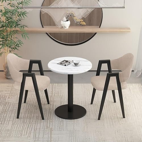 Modernes Büro-Empfangsraum, Clubtisch, 3-teiliges Esszimmer-Set mit 2 gepolsterten PU-Stühlen, runder kleiner Besprechungstisch für Kaffee, Küche, Esszimmer (Stoffstil 2)