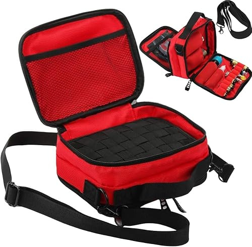 lanrigorid Funda de transporte para vapeo con almohadilla de espuma y bandas antideslizantes y bolsillos para guardar botellas de líquido y bobinas y tanques RDA RBA con cinturón de hombro, Red