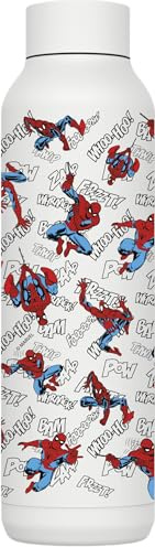 QUOKKA SOLID X MARVEL | BOTELLA TÉRMICA DE ACERO INOXIDABLE DOBLE PARED | SPIDER-MAN RETRO COMIC