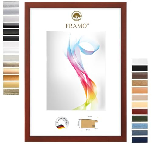 Cornice in legno FRAMO 45 x 150 cm (dimensione dell'immagine) in rosso spazzolato | Dimensioni selezionabili | Cornice per poster | Puzzle | Foto collage | Su misura | Foto quadro su misura