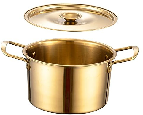 Cabilock Olla Sopera Con Tapa Fideos Con Curry Tazón De Sopa De Fideos Sartenes Fideos Ramen Caliente Tazón De Frutas Sartén Para Saltear Máquina De Pasta Horno Bol Acero Inoxidable Golden