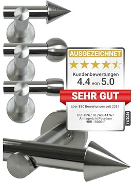 npluseins Gardinenstange/Teleskop 1-läufig Ø 13/16 Set + Zubehör 1569.2259, ca. 70-120 cm, Kegel Chrom