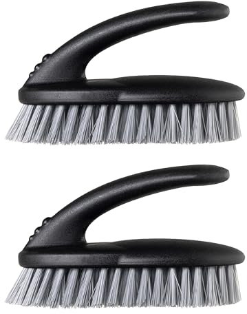 Vigar Paquete de 2 Cepillos Multifuncionales, Cerdas Duras y Resistentes, Cepillo para Fregar con Mango Ergonómico para Baño, Ducha, Bañera, Azulejos, Pared, 16x7x9cm, Negro