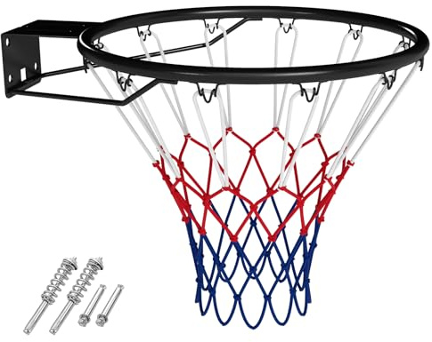 GOPLUS Ø45cm Basketballkorb Indoor, Basketballring mit Netz & Schrauben, Basketball Korb Outdoor zur Montage an Wand/Tür/Rückenbrett, Basketball Hoop für Kinder Jugendliche Erwachsene