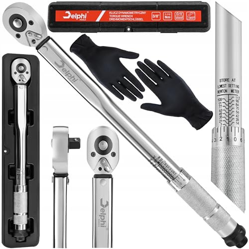 Delphi Drehmomentschlüssel 3/8 7-112 Nm CrMo Stahl mit Arretierung ±4% Genauigkeit Kalibriert Drehmomentschlüssel Auto & Werkstatt