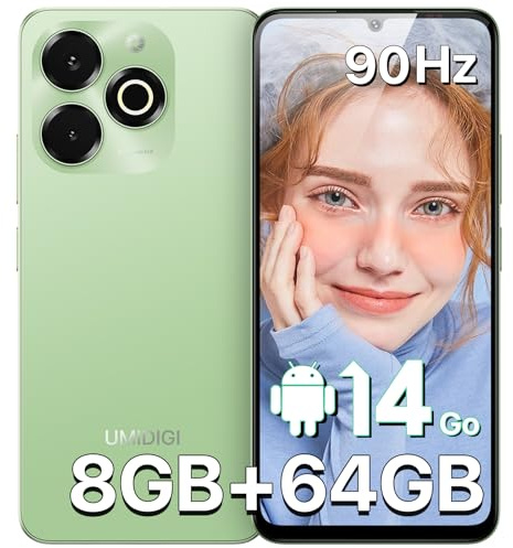 UMIDIGI G9X Mobile Phones Android 14, 6.75 HD+90Hz Phone Unlocked, 8GB+64GB/2TB TF,13MP AI Camera,5000mAh,Dual Sim-Free Phone, Smartphone 4G/Face ID/Fingerprint/GPS/OTG,Green