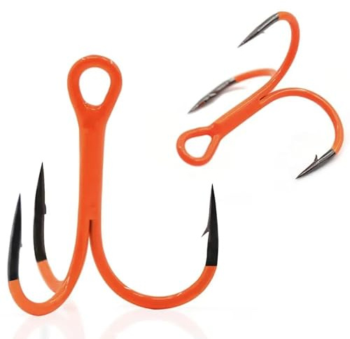 NEU AMZfishing® 10x Drillinge Angelhaken UV-aktiv | Drillinge Angeln | Drillingshaken Angeln | Ersatzdrillinge | Köder Haken | Angelhaken scharf | Angelhaken Wobbler | Drillinge Pilker (10, k: #14)