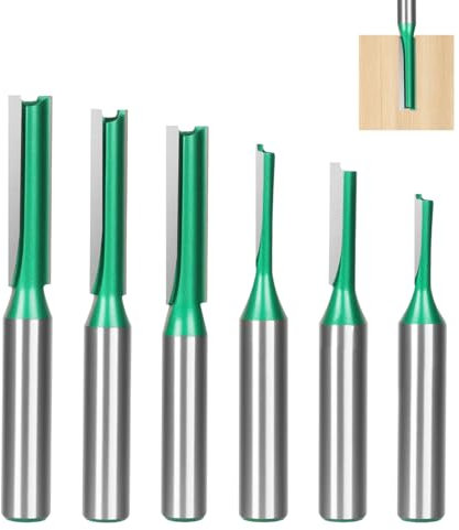 SUPRBIRD 8mm Schaft Gerade Fräser Set, 6-teilig Nutfräser für Holzbearbeitung,Holzfräser Fräser Fräsfräser Schneidmesser, Ø3/4/5/6/7/8mm, Hartmetall Fräser, DIY Holzfräsen Zubehör für Oberfräse