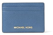 Michael Kors Jet Set Card Holder, Gold-Tone Hardware/Pebble Leather/French Blue