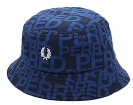 Fred Perry Herren HW6658 Fischerhut, Unisex, Spell Out Print, 100 % Baumwolle, Marineblau, Farbton: Colbalt und Weiß, Größe M