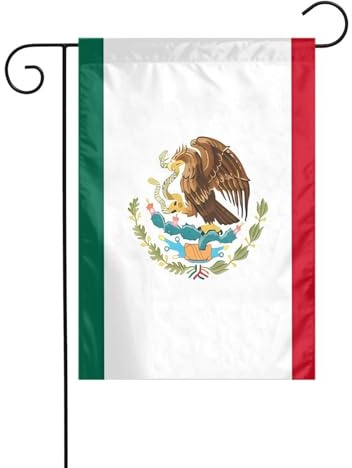 BROLEO Drapeau du Mexique imprimé sur mât de drapeau extérieur décoration de cour double face 30,5 x 45,7 cm