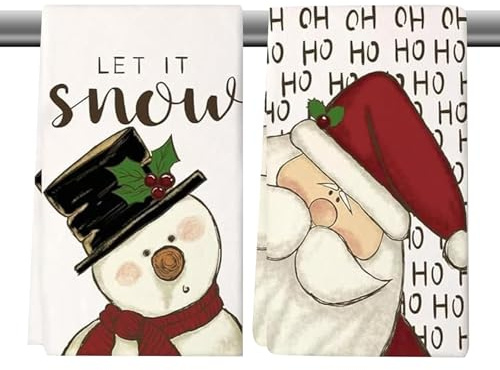 LOMYLM 2STK Weihnachten Geschirrtücher Weihnachtsdeko Innen Weihnachtsmann Nikolaus Schneemann Deko Geschirrtuch Weihnachten Tischdeko Weihnachtstisch Deko Küchentücher Geschirr Reinigungsmittel