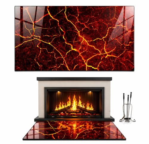 TMK ArtDeko Glasplatte für Kaminofen – Funkenschutzplatte Glas Rechteckig – Feuerfeste Bodenschutzplatte Kamin