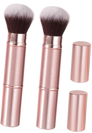TOPPERFUN 2pezzi Pennelli per Trucco Pennello Retrattile per Fondotinta e Cipria Pennello da Viaggio Portatile per Applicare Fard Terra Abbronzante e Solare con Coperchio Protettivo