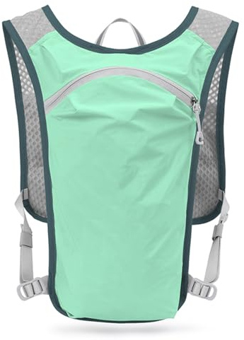 ERYUE Ultralätt Löparryggsäck med Reflekterande Remsor för Kvinnor Män, 5L Sportväst Utomhusväska för Cykelvandring - Nylon + Polyester, ljusgrå & Orange (Grön)