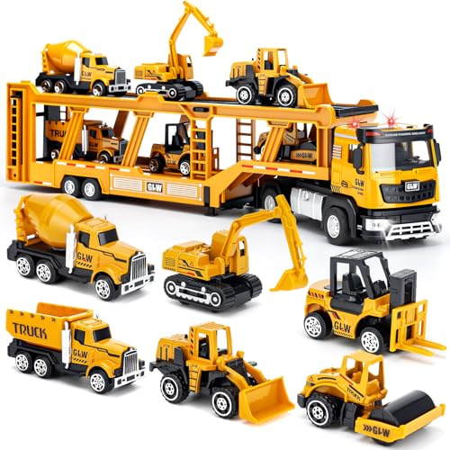 Giocattolo da costruzione per ragazzi dai 3 ai 7 anni: giocattolo escavatore, set di giocattoli per veicoli da costruzione, regalo di compleanno per bambini, giocattolo da costruzione per ragazzi di 3