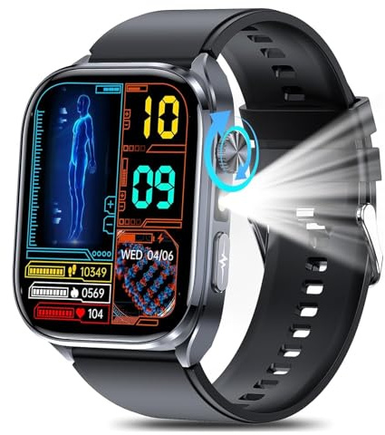 2026 AI-GPT Montre Connectée avec ECG+HRV/Tensιon Artérιelle/HRV/Acιde Urιque/Lιpιdes, 2.0 Smartwatch avec 24h Fréqυence Cardιaqυe/SPΘ2/Sοmmeil, Appel Bluetooth/Étanche IP68/Torche/SOS, Android/iOS