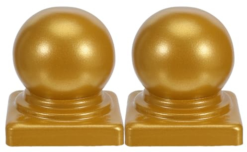Veemoon Cappucci per Pali di Recinzione Quadrati 60x60 Mm in Metallo Oro Spessore 0,8 Mm, Tappi Decorativi Impermeabili a Sfera per Ringhiere da Giardino, Protezione Resistente