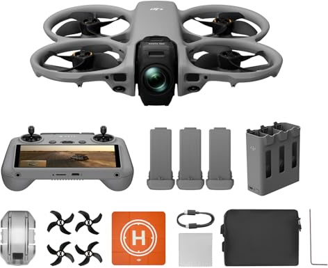 DJI Avata 360 Fly More Combo (RC 2) mit Zubehör, 360°-Drohne mit 1-Zoll-8K-Imaging für FPV- und Luftaufnahmen, 360°-Kameradrohne mit Propellerschutz, 3 Akkus (Avata 360 Fly More Combo)