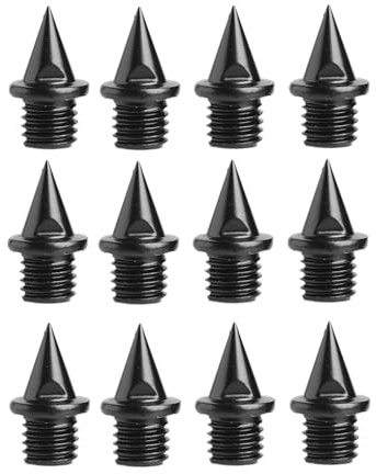 Chatonshen 12 Piezas Clavos para Zapatillas de Atletismo Punta Metálica 1/4 Pulgadas Repuesto Aleación Carbono Aluminio Instalación Rápida para Ca, NEGRO