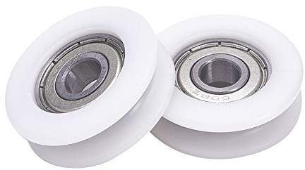 MroMax Nylon-Kunststoff-Riemenscheibe, U-Form, Rillenrad, 8 x 34 x 11 mm, Führungslager, Riemenscheibe, Schiene, Kugelrad, weiß, 2 Stück