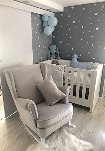 MartHome Schaukelstuhl Wohnzimmer - Relaxsessel, Schwingsessel - Stillstuhl, Schaukelstuhl - Komfortable Sessel für Schwangere Frauen, Velour Schaukelsessel, Relaxstuhl (Grau)