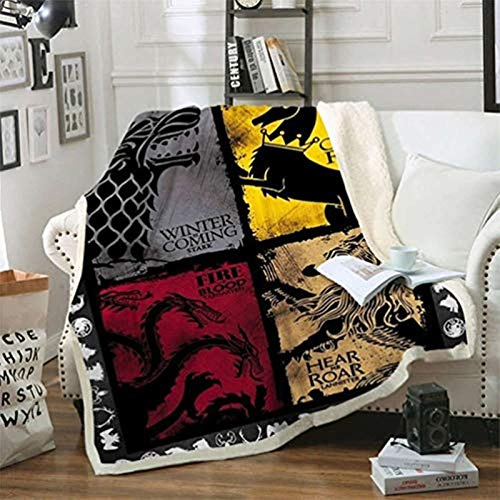 POMJK Coperta e plaids Game of Thrones stampati, coperta in pile morbida, stampa 3D, per ufficio, pisolino, divano, campeggio, viaggi (1,150 x 200 cm)