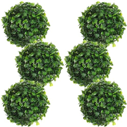 6 Pcs 10cm (4″) Artificial Grass Topiary Balls, Green Fake Plant Spheres for DIY Garden Decor, Wedding Centerpieces, Table & Planter Arrangements