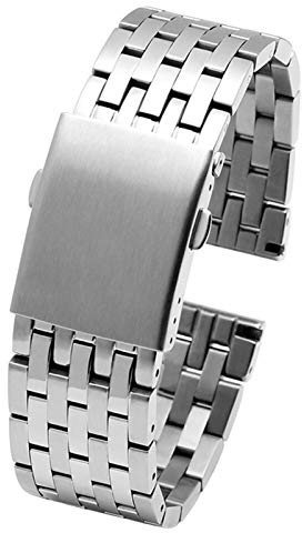 ZZDH Uhrenarmband 22mm 24mm 26mm 28mm 30mm Edelstahl uhrband männer metall feste armband band armband für Männer Frauen (Band Color : B Silver, Band Width : 30mm)