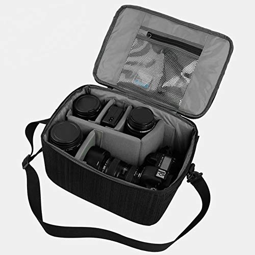 Goshyda Sac pour Appareil Photo, Objectif D'appareil Photo Reflex Numérique étanche Réglable en Nylon Portable, Sac de Grande Capacité, étui de Protection, pour Appareil Photo, Objectif(Noir)