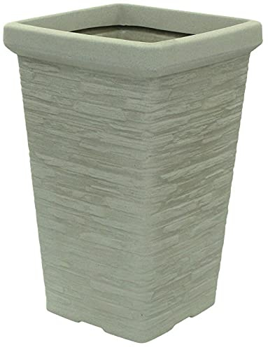 Macetero de 47 cm de alto, estilo pizarra, color gris, para interiores y exteriores