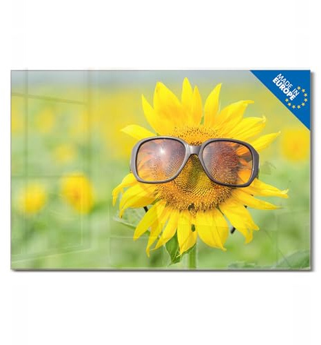banjado Glas Magnettafel (120 x 80cm) - Magnetwand Glas - Magnetpinnwand als Memoboard - Pinnwand Magnettafel Küche, Büro, Kinderzimmer - Sunny