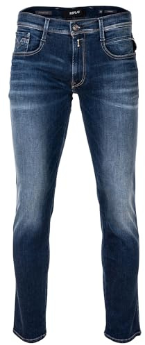 Replay Vaqueros de hombre Anbass slim fit con power stretch, azul (Dark Blue 007), 32W / 32L