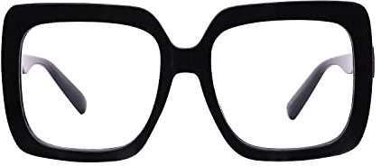 OCCI CHIARI Oversized Reading Glasses 1.25 Womens Trendy Square Large Readers 1.0 1.5 2.0 2.5 3.0 3.5 1.25 1.75 2.25 2.75 4.0 (Black, 1.25)