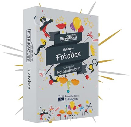 Inspiracles Fotoaufgaben für die Fotobox – Kreatives Fotospiel für Geburtstag, Hochzeit & Events – 52 Witzige Aufgaben für Gäste – Spielkarten für lustige Erinnerungsfotos