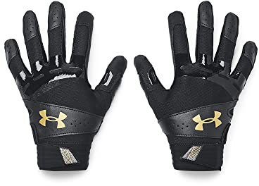 Under Armour Women's Standard Motive Softball Gloves, (001) Black/Black/Metallic Gold, Medium