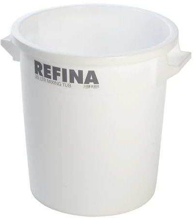 REFINA X-1 35L Mixing Tub for Plasters, Screeds, Resins & More - 41 cm Tall, Thick-Walled HPDE Plastic Bucket with Handles & Withstands -30°C to 100°C - Durable & Easy-to-Clean Food Grade Bucket