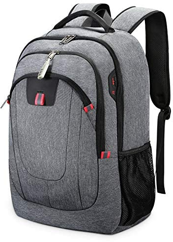VINBAGGE Wasserdicht Anti Diebstahl Rucksack 17,3 Zoll Laptop Rucksack Herren mit USB-Anschluss Schulrucksack Großer Business Notebook Backpack für Arbeit Reisen Männer Jungen - Grau