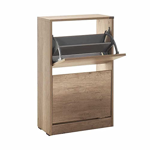 Buyqualia Mueble Zapatero Estrecho con Dos Puertas abatibles (Roble)