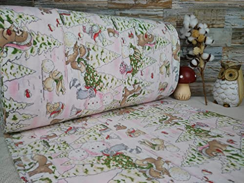 240cm Extrabreit Flanell Baumwolle Stoff Meterware ab 50cm 100% Baumwollstoff Stoffe Bastelstoff ÖKO-TEX Ranforce Kinderstoffe Stoffe Kinder Baum Kaninchen Babystoffe Baby Elefant VF0T0001 (Rosa)