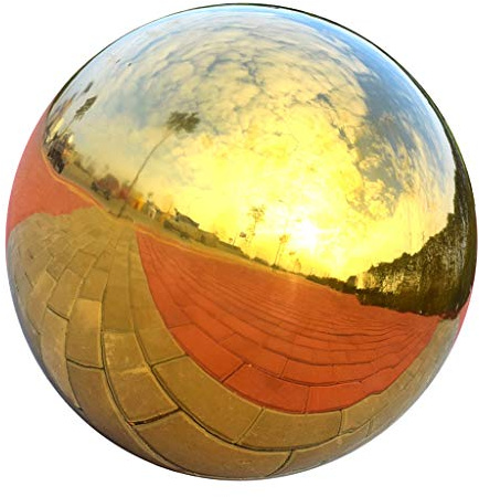Dickly 304 Edelstahl Hohlkugel, Nahtlose Spiegelkugel Kugel Hausgarten Gold, Edelstahl-Beobachtungskugel, Nahtlose Beobachtungskugel für Haus Garten Ornament Dekorationen, 225 mm