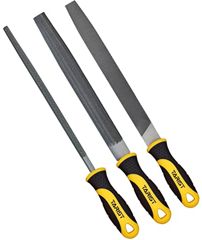 TARIST Feilenset Metall 3tlg, 200mm. Profi Metallfeile inkl Flachstumpfeile, Halbrundfeile, Rundfeile, für Metall, Holz und mehr