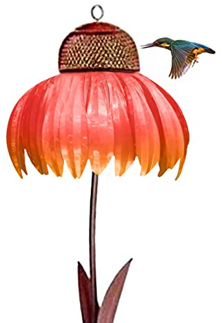 Vogelfutterspender, Sonnenhut, stehender Vogelfutterspender | Outdoor-Kunst, Metall, stehender Blumen- und Vogelfutterspender für Garten, Hof, Dekoration Teksome