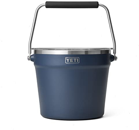 YETI Rambler Beverage Bucket, Double-Wall Vacuum Insulated Ice Bucket with Lid, Navy