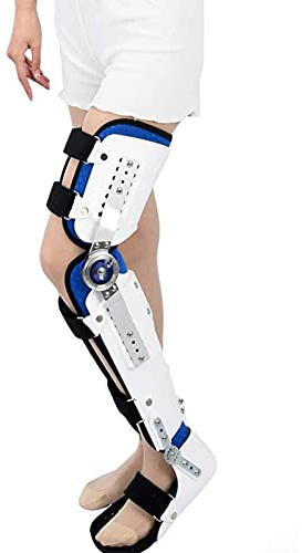 Aufklappbare Knie-Fuß-Stützbandage, Verstellbarer Post-OP-Orthesen-Wegfahrsperren-Schutz, Vollbein-Stabilisator-Knie-Orthese-Schiene