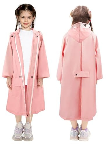 LAMA Chubasquero para Niños y Niñas, Poncho de Lluvia Ligero, Capa Reutilizable Con Capucha y Funda para Mochila, para Bicicleta
