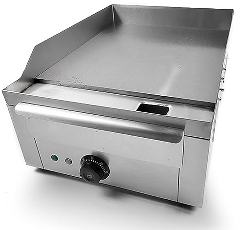 RUYICZB Catering Plancha Cocina Eléctrica Profesional, Plancha Barbacoa Acero Inoxidable Temperatura 50-300 °C, Plancha Cocina Electrica con Bandeja Recoge Grasa, Antisalpicaduras