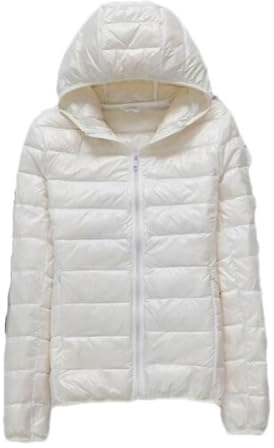 Herbst und Winter Damen Ente Daunenjacke Damen Windbreaker Jacke Damen Winter Daunenjacke Mantel, beige weiß mit kapuze, 46