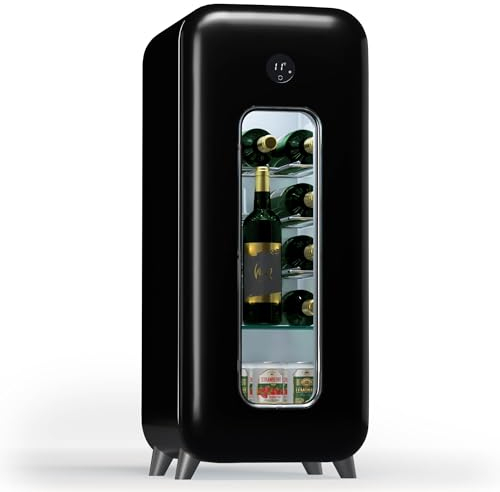 Klarstein Freistehender Weinkühlschrank 1 Zone, Getränkekühlschrank Klein, Kleiner Weinschrank, Wein-Kühlschrank Klein mit Glastür, Indoor/Outdoor Flaschenkühlschrank, Wine Fridge, 15 Flaschen