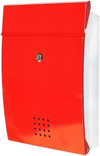 NEZIH Briefkasten, Briefkasten, Retro-Wandbriefkasten, wasserdicht, for den Außenbereich, dickerer Briefkasten mit Schloss, Briefkasten (gelb) (rot) (Color : Red)